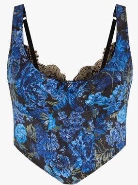 NWT Savage X Fenty Blue Floral Lace-Trim Bustier- 4X
